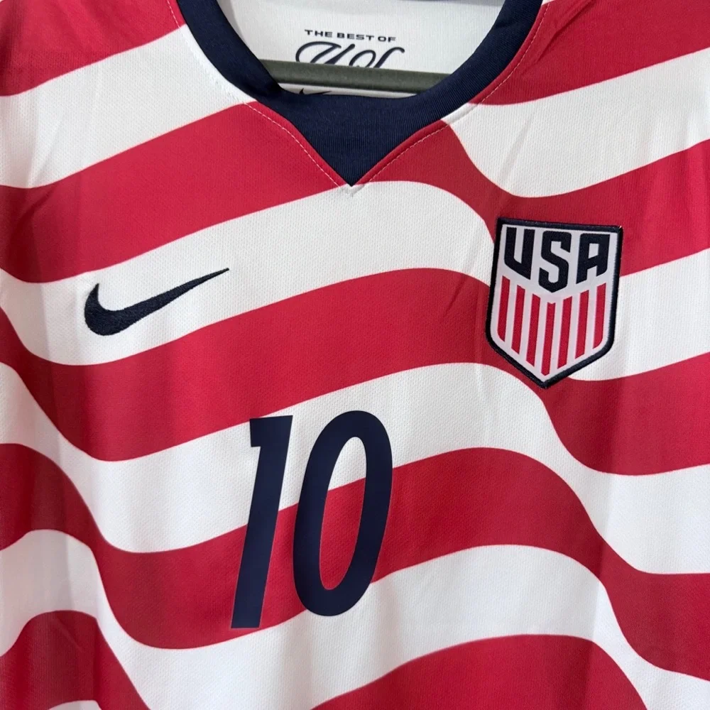 Nike USA Red and White Men's Soccer Jersey #10